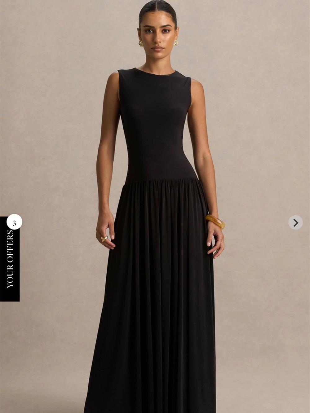 Club L London Black Sleeveless Maxi Dress with Flowing Skirt